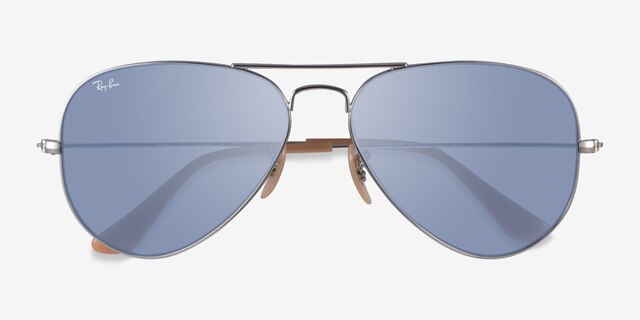 Ray-Ban RB3025 Aviator Silver Yellow MetalSunglass Frames from EyeBuyDirect, Closed View