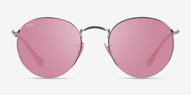 Ray-Ban RB3447 Round Silver MetalSunglass Frames from EyeBuyDirect, Front View