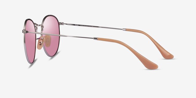 Ray-Ban RB3447 Round Silver MetalSunglass Frames from EyeBuyDirect, Side View