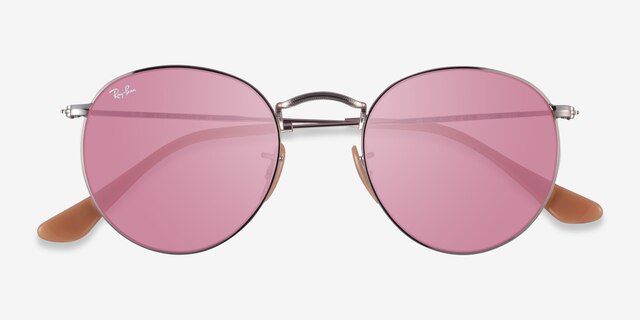 Ray-Ban RB3447 Round Silver MetalSunglass Frames from EyeBuyDirect, Closed View