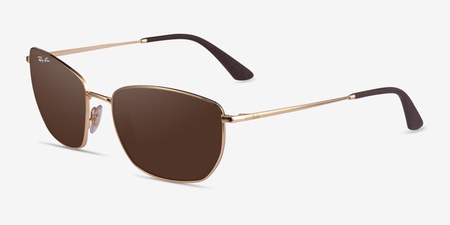 Ray-Ban RB3653 Gold MetalSunglass Frames from EyeBuyDirect, Angle View