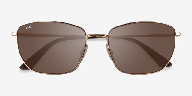 Ray-Ban RB3653 Gold MetalSunglass Frames from EyeBuyDirect, Closed View