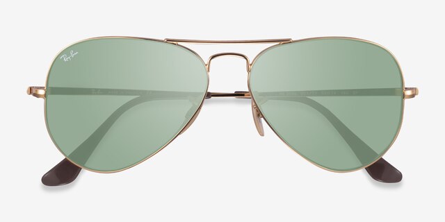Ray-Ban RB3689 Gold MetalSunglass Frames from EyeBuyDirect, Closed View