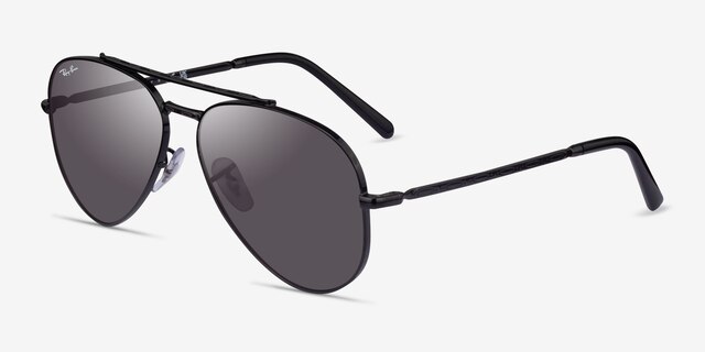 Ray-Ban RB3625 New Aviator Black MetalSunglass Frames from EyeBuyDirect, Angle View