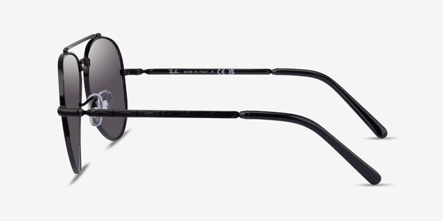 Ray-Ban RB3625 New Aviator Black MetalSunglass Frames from EyeBuyDirect, Side View