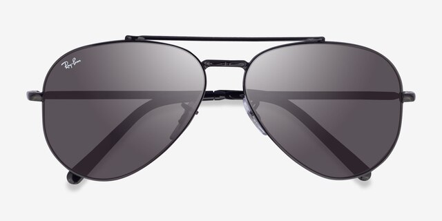 Ray-Ban RB3625 New Aviator Black MetalSunglass Frames from EyeBuyDirect, Closed View