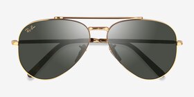 Ray-Ban RB3625 New Aviator Legend Gold Métal Soleil de Lunette de vue d'EyeBuyDirect, Vue Rapprochée