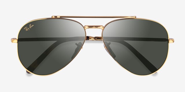 Ray-Ban RB3625 New Aviator Legend Gold MetalSunglass Frames from EyeBuyDirect, Closed View
