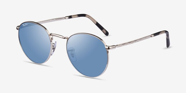 Ray-Ban RB3637 New Round Silver MetalSunglass Frames from EyeBuyDirect, Angle View