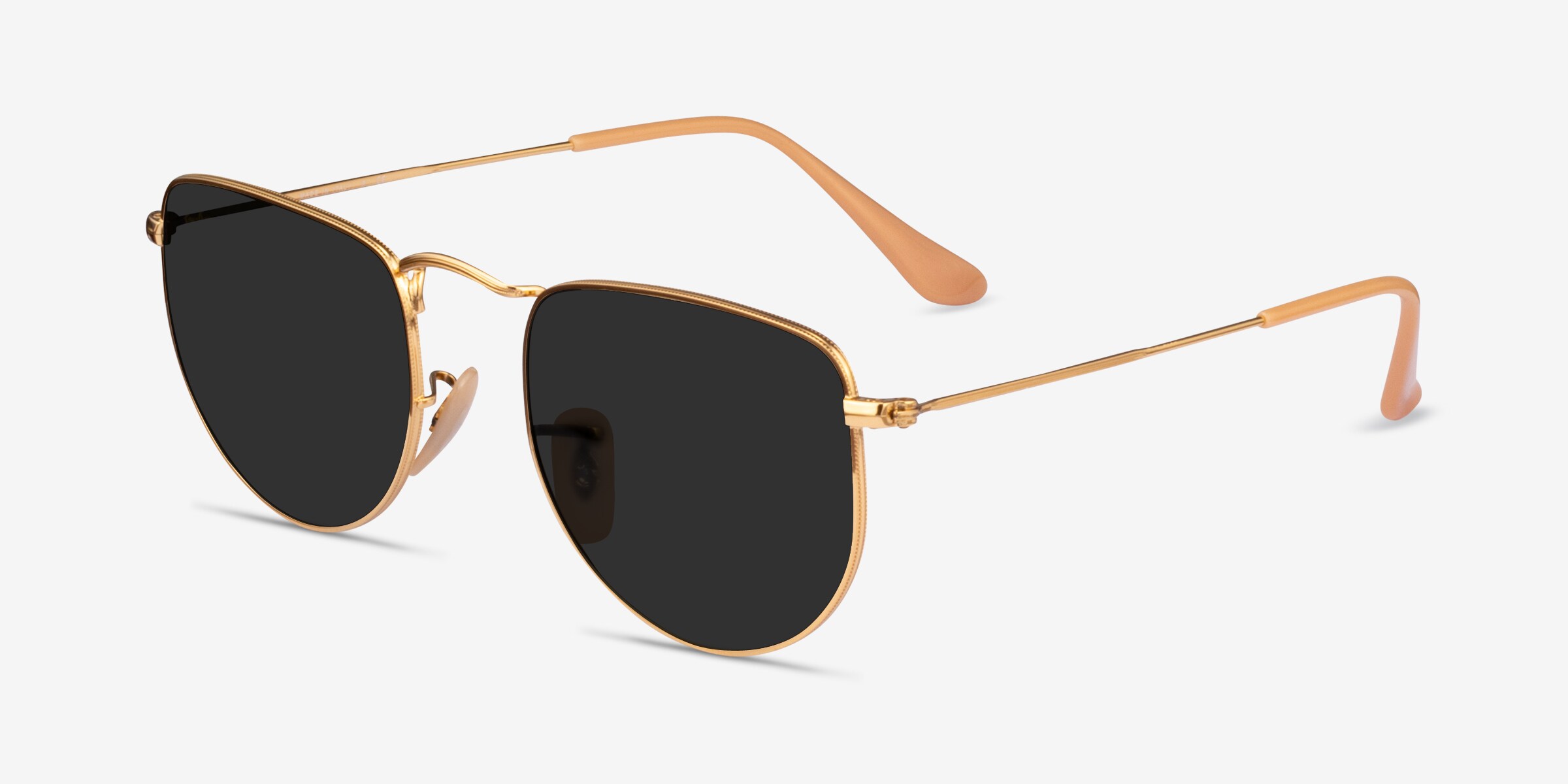 Ray-Ban RB3958 Rectangular Sunglasses Gold Shop Ray-Ban Elon RB3958 Sunglasses In Legend Gold W/ Green  main image 3