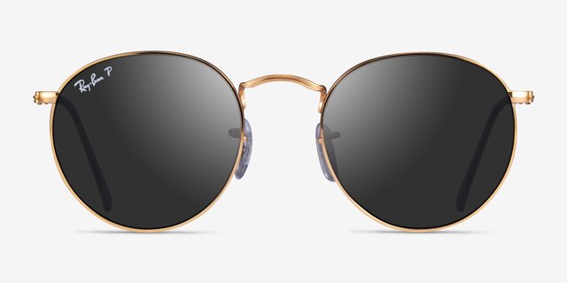 Ray-Ban RB3447 Round Gold MetalSunglass Frames from EyeBuyDirect, Front View