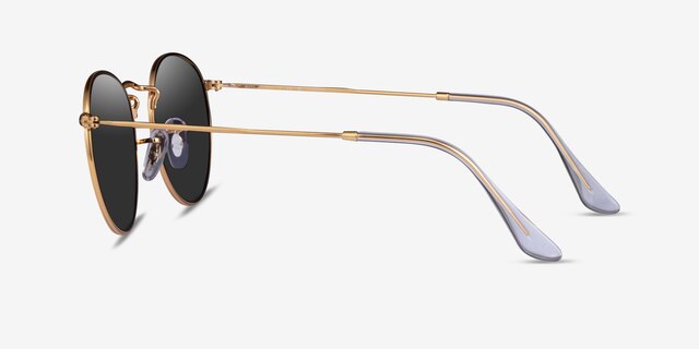 Ray-Ban RB3447 Round Gold MetalSunglass Frames from EyeBuyDirect, Side View