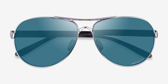 Oakley Feedback Silver Polished Black MetalSunglass Frames from EyeBuyDirect, Closed View