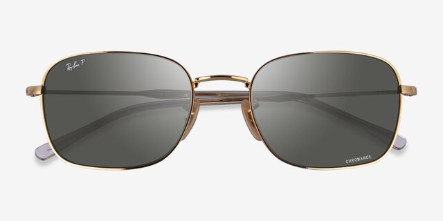 Ray-Ban RB3706 Gold MetalSunglass Frames from EyeBuyDirect, Closed View