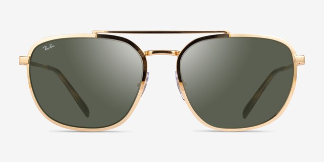 Ray-Ban RB3708 Gold MetalSunglass Frames from EyeBuyDirect, Front View