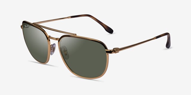 Ray-Ban RB3708 Gold MetalSunglass Frames from EyeBuyDirect, Angle View