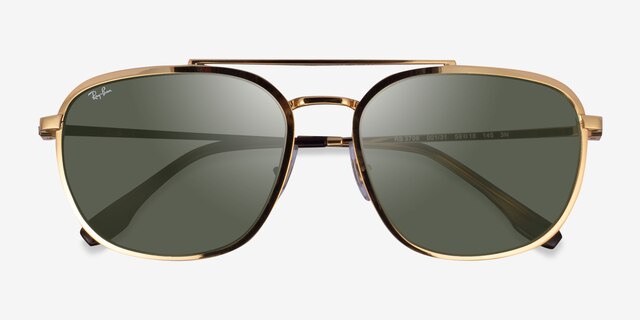Ray-Ban RB3708 Gold MetalSunglass Frames from EyeBuyDirect, Closed View
