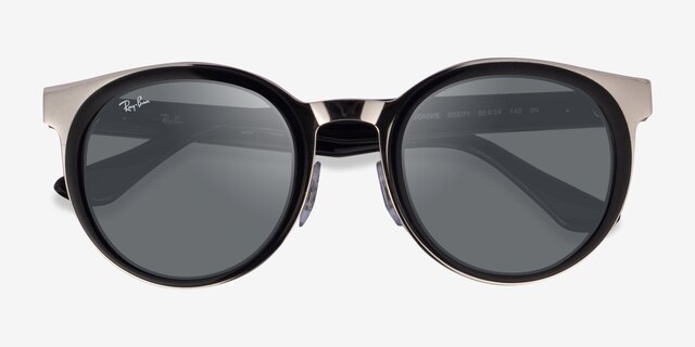 Ray-Ban RB3710 Bonnie Black Silver MetalSunglass Frames from EyeBuyDirect, Closed View