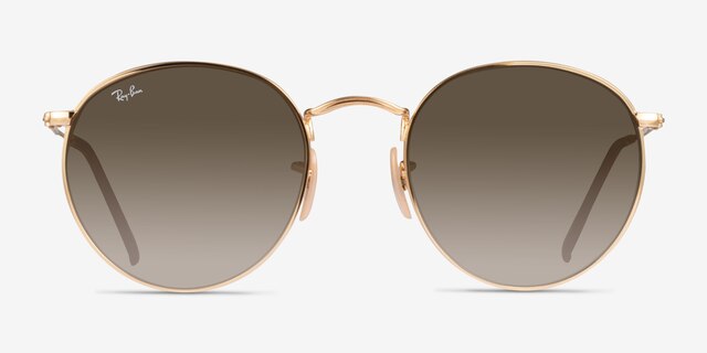 Ray-Ban RB3447 Round Pale Gold MetalSunglass Frames from EyeBuyDirect, Front View