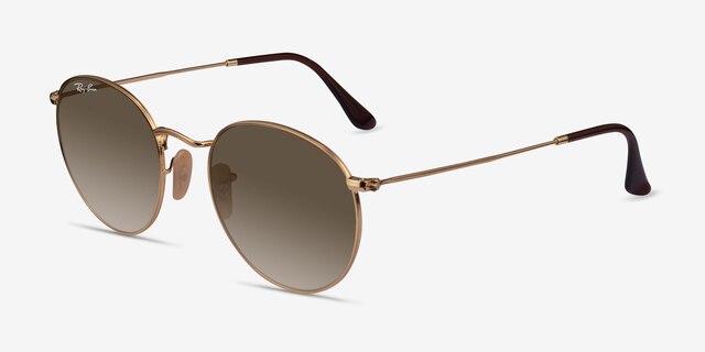 Ray-Ban RB3447 Round Pale Gold MetalSunglass Frames from EyeBuyDirect, Angle View