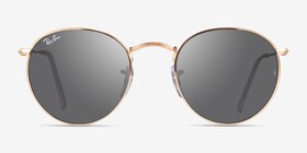 Ray-Ban RB3447 Round Light Gold Métal Soleil de Lunette de vue d'EyeBuyDirect, Vue de Face