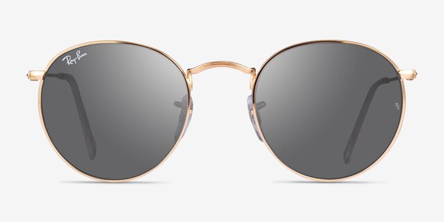 Ray-Ban RB3447 Round Light Gold MetalSunglass Frames from EyeBuyDirect, Front View