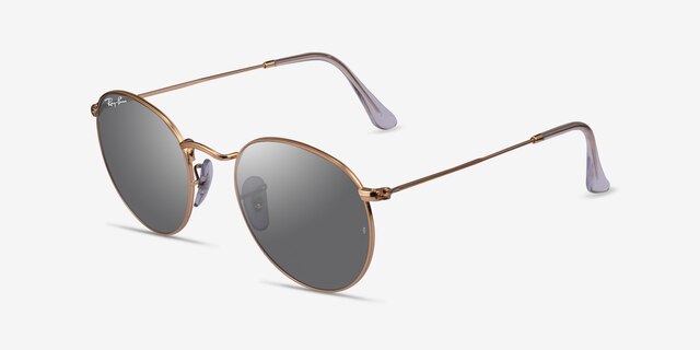 Ray-Ban RB3447 Round Light Gold MetalSunglass Frames from EyeBuyDirect, Angle View