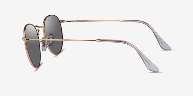 Ray-Ban RB3447 Round Light Gold MetalSunglass Frames from EyeBuyDirect, Side View