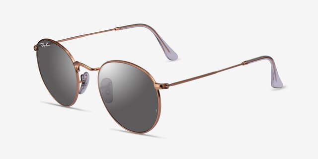 Ray-Ban RB3447 Round Rose Gold MetalSunglass Frames from EyeBuyDirect, Angle View