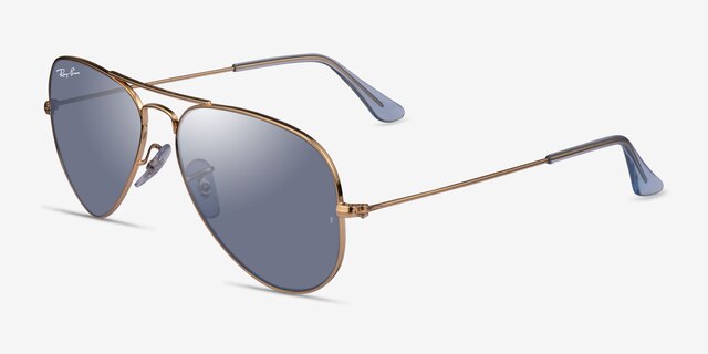 Ray-Ban RB3025 Aviator Pale Gold MetalSunglass Frames from EyeBuyDirect, Angle View
