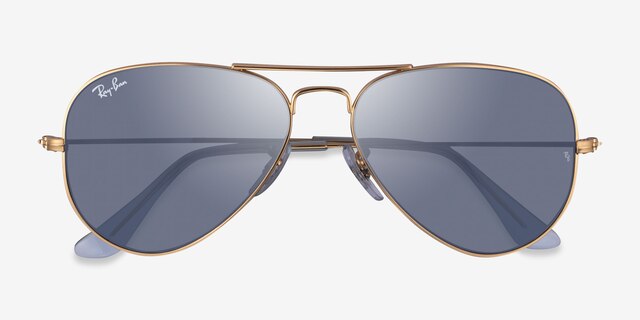 Ray-Ban RB3025 Aviator Pale Gold MetalSunglass Frames from EyeBuyDirect, Closed View