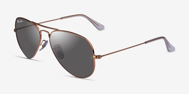 Ray-Ban RB3025 Aviator Rose Gold MetalSunglass Frames from EyeBuyDirect, Angle View