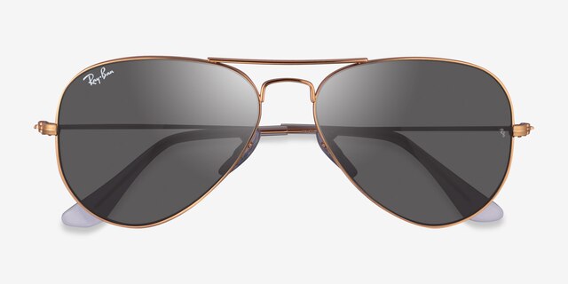 Ray-Ban RB3025 Aviator Rose Gold MetalSunglass Frames from EyeBuyDirect, Closed View