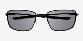 Oakley Square Wire Polished Black Métal Soleil de Lunette de vue d'EyeBuyDirect, Vue Rapprochée