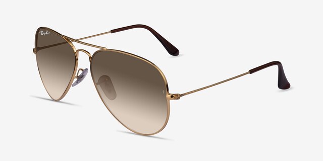 Ray-Ban RB3025 Aviator Shiny Gold MetalSunglass Frames from EyeBuyDirect, Angle View