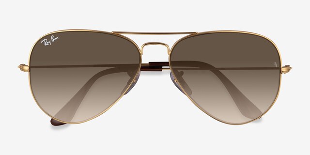 Ray-Ban RB3025 Aviator Shiny Gold MetalSunglass Frames from EyeBuyDirect, Closed View