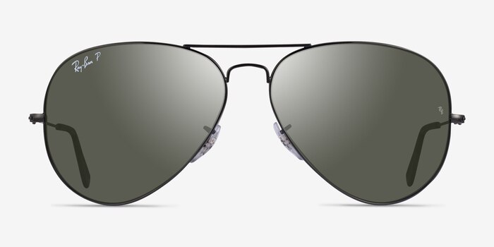 Ray-Ban RB3025 Aviator Shiny Black Métal Soleil de Lunette de vue d'EyeBuyDirect