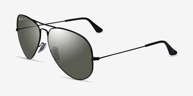 Ray-Ban RB3025 Aviator Shiny Black MetalSunglass Frames from EyeBuyDirect, Angle View