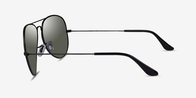 Ray-Ban RB3025 Aviator Shiny Black MetalSunglass Frames from EyeBuyDirect, Side View