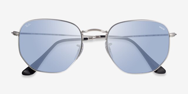 Ray-Ban RB3548 Shiny Silver MetalSunglass Frames from EyeBuyDirect, Closed View