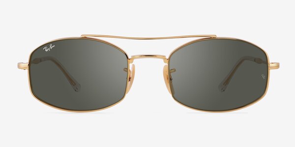 Ray-Ban RB3719 - Aviator Shiny Gold Frame Prescription Sunglasses ...