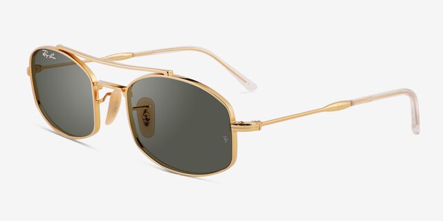 Ray-Ban RB3719 Shiny Gold MetalSunglass Frames from EyeBuyDirect, Angle View