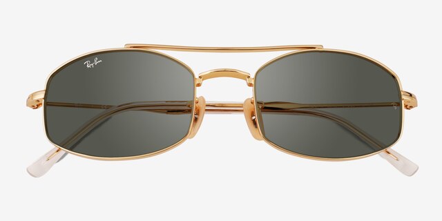 Ray-Ban RB3719 Shiny Gold MetalSunglass Frames from EyeBuyDirect, Closed View
