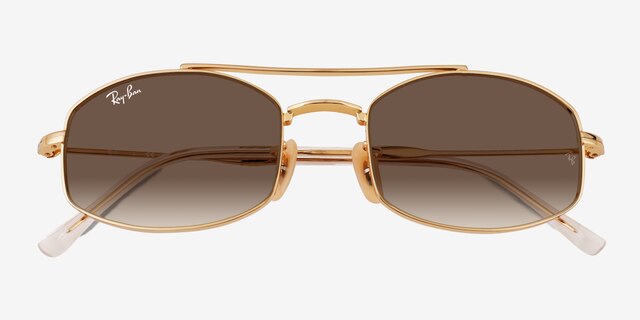Ray-Ban RB3719 Gold MetalSunglass Frames from EyeBuyDirect, Closed View