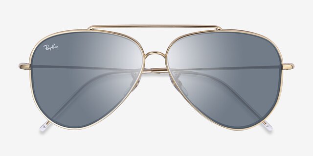 Ray-Ban RBR0101S Reverse Gold MetalSunglass Frames from EyeBuyDirect, Closed View