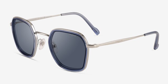 Vogue Eyewear VO4174S Blue Silver MetalSunglass Frames from EyeBuyDirect, Angle View
