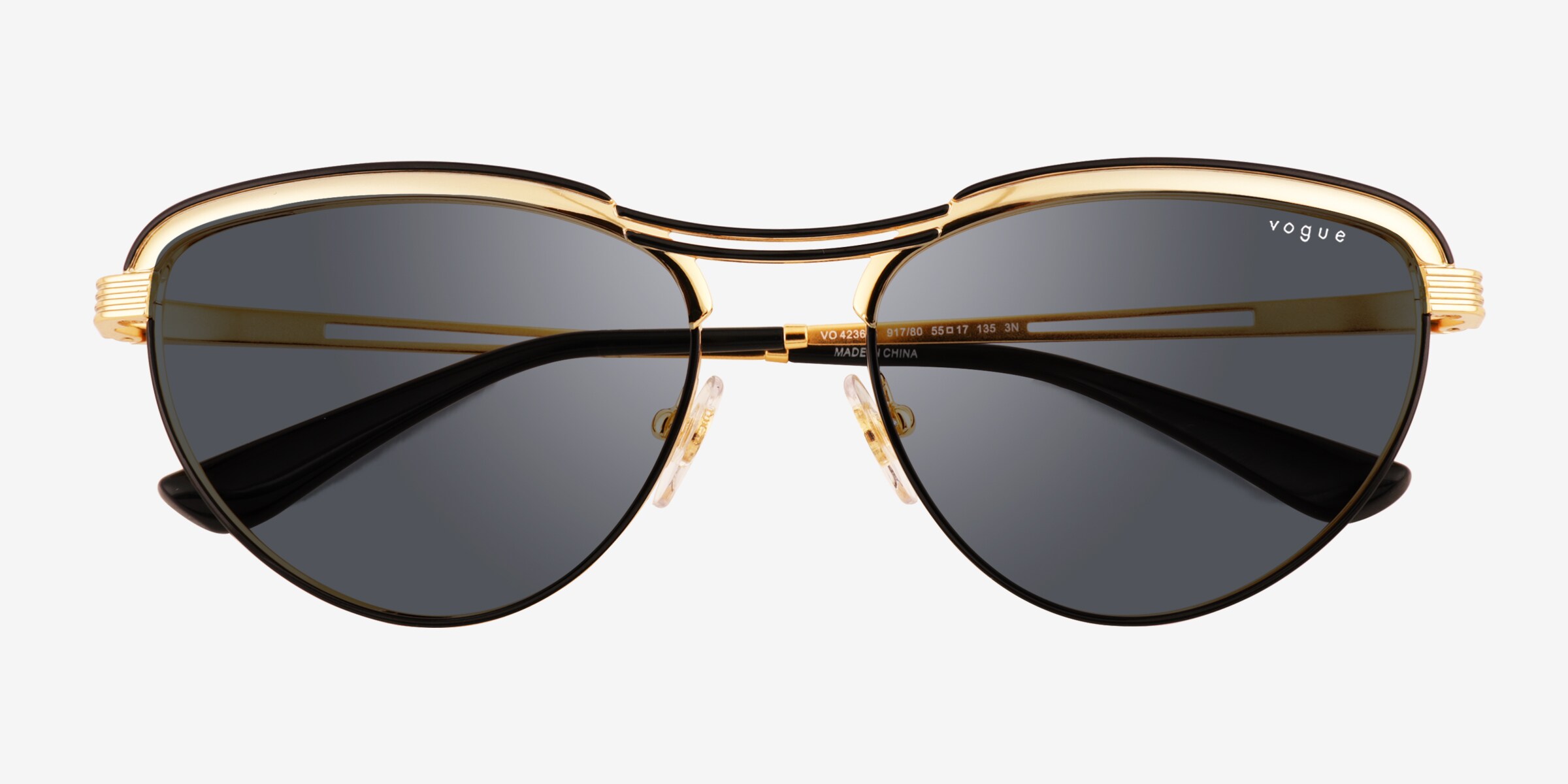 NEW Vogue Eyewear Black & Pale Gold Cat Eye Style Sunglasses with Case (VOXX021) Vogue Eyewear VO4236S - Cat Eye Black Gold Frame  main image 3