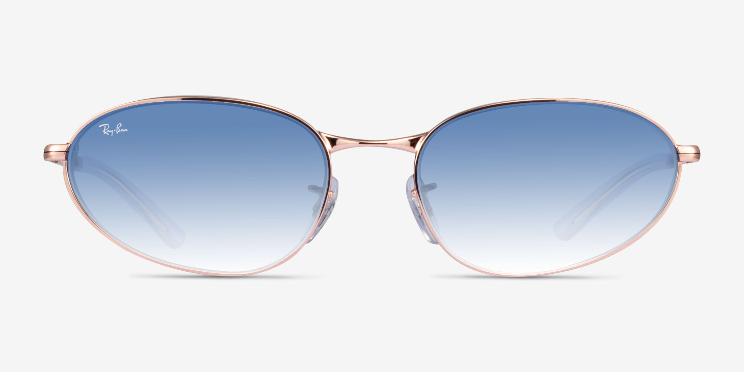 Ray-Ban Women\'s Rose Gold Frame Blue Lens Round Sunglasses - Classic Metal Ray-Ban RB3447 Matte Gold/Blue Polarized Sunglasses main image 4