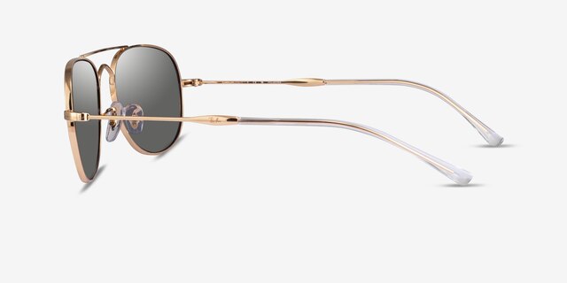 Ray-Ban RB3735 Shiny Gold MetalSunglass Frames from EyeBuyDirect, Side View