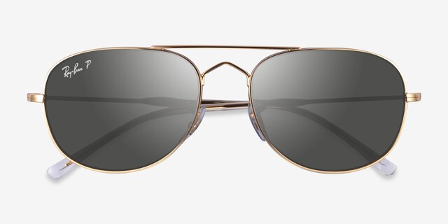 Ray-Ban RB3735 Shiny Gold MetalSunglass Frames from EyeBuyDirect, Closed View